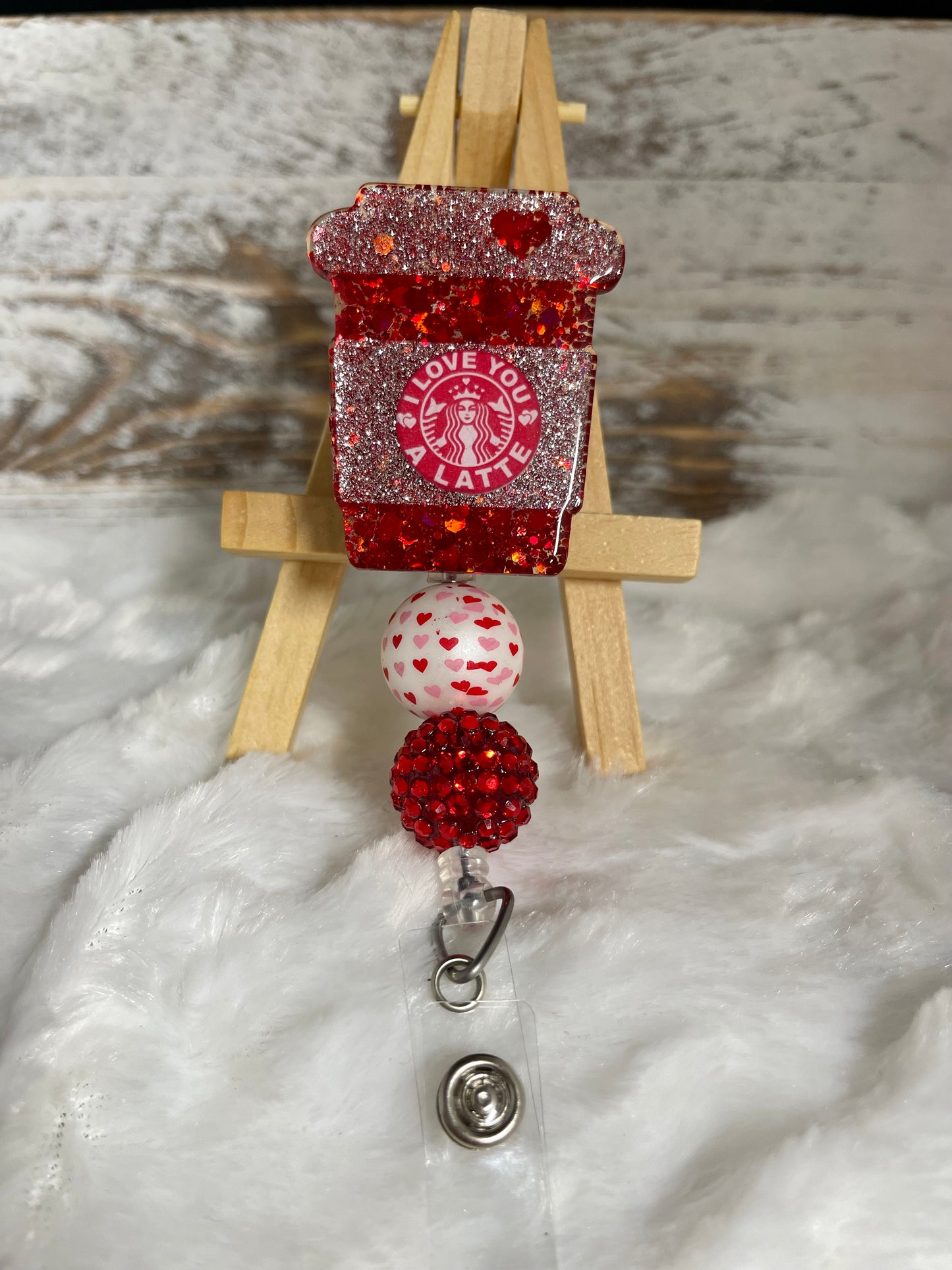 Love You Latte Badge Reel (Red)