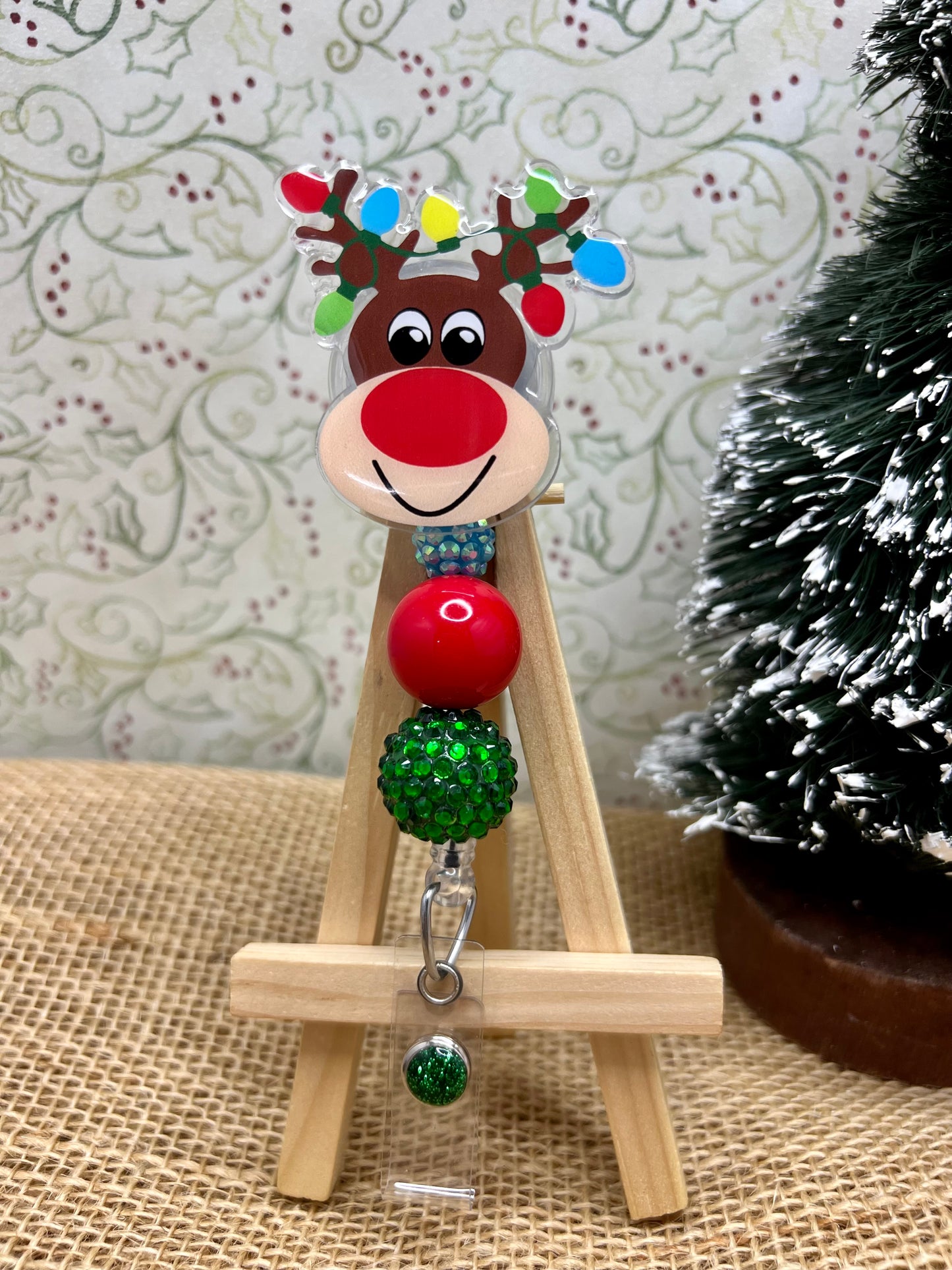 Reindeer with Lights Badge Reel