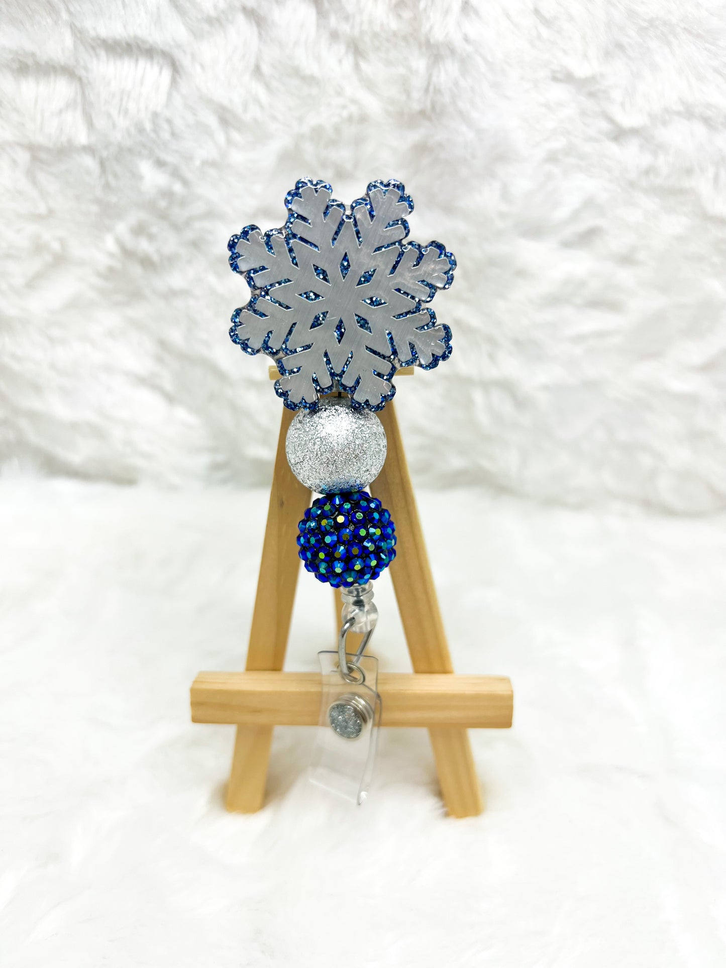 Dark Blue Glitter Snowflake 1 Badge Reel