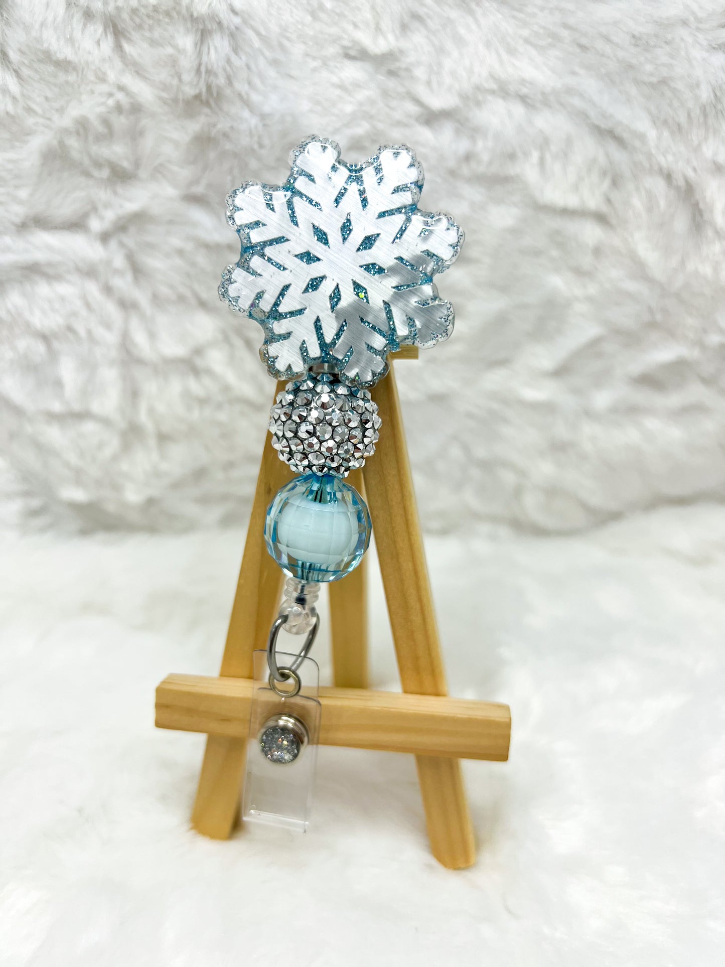 Light Blue Glitter Snowflake 1 Badge Reel