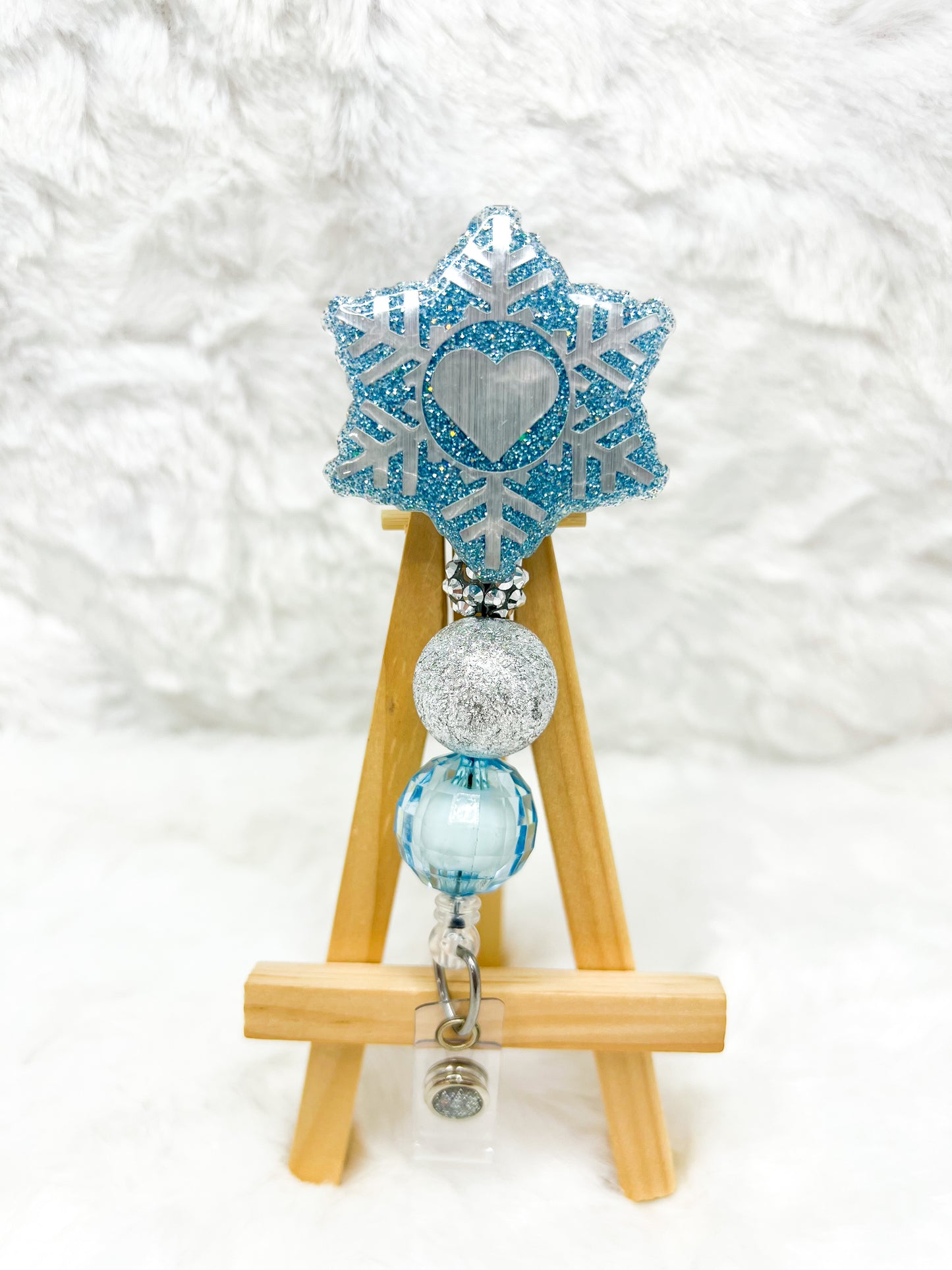 Light Blue Glitter Snowflake 2 Badge Reel