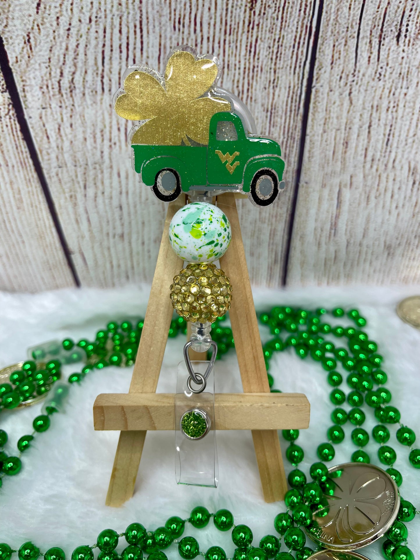 Vintage WV truck Badge Reel with Shamrock