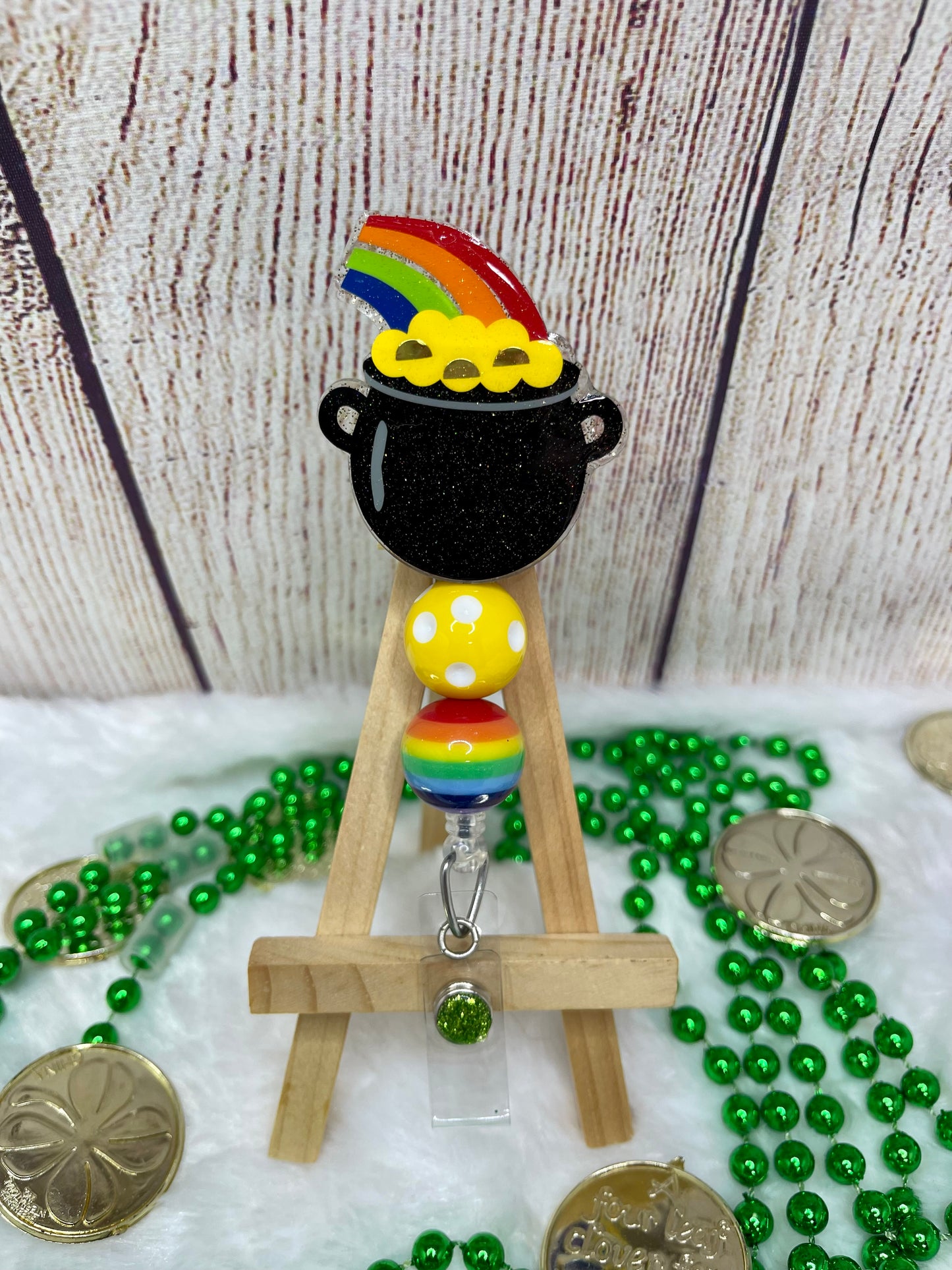 Pot of Gold Rainbow Badge Reel