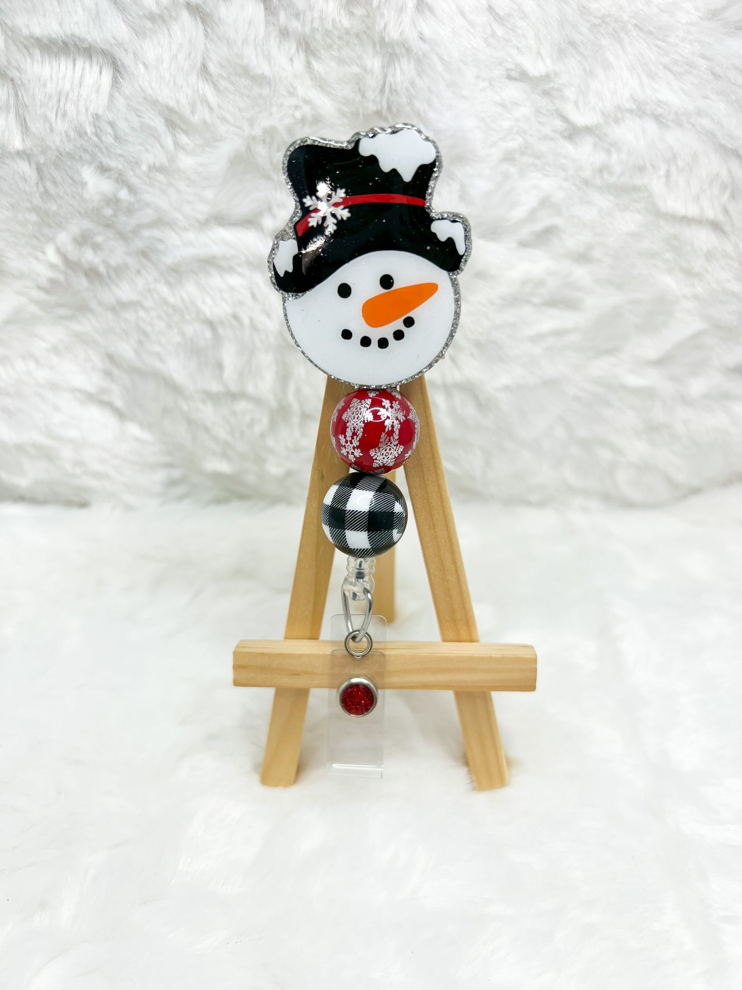 Snowman Face Badge Reel